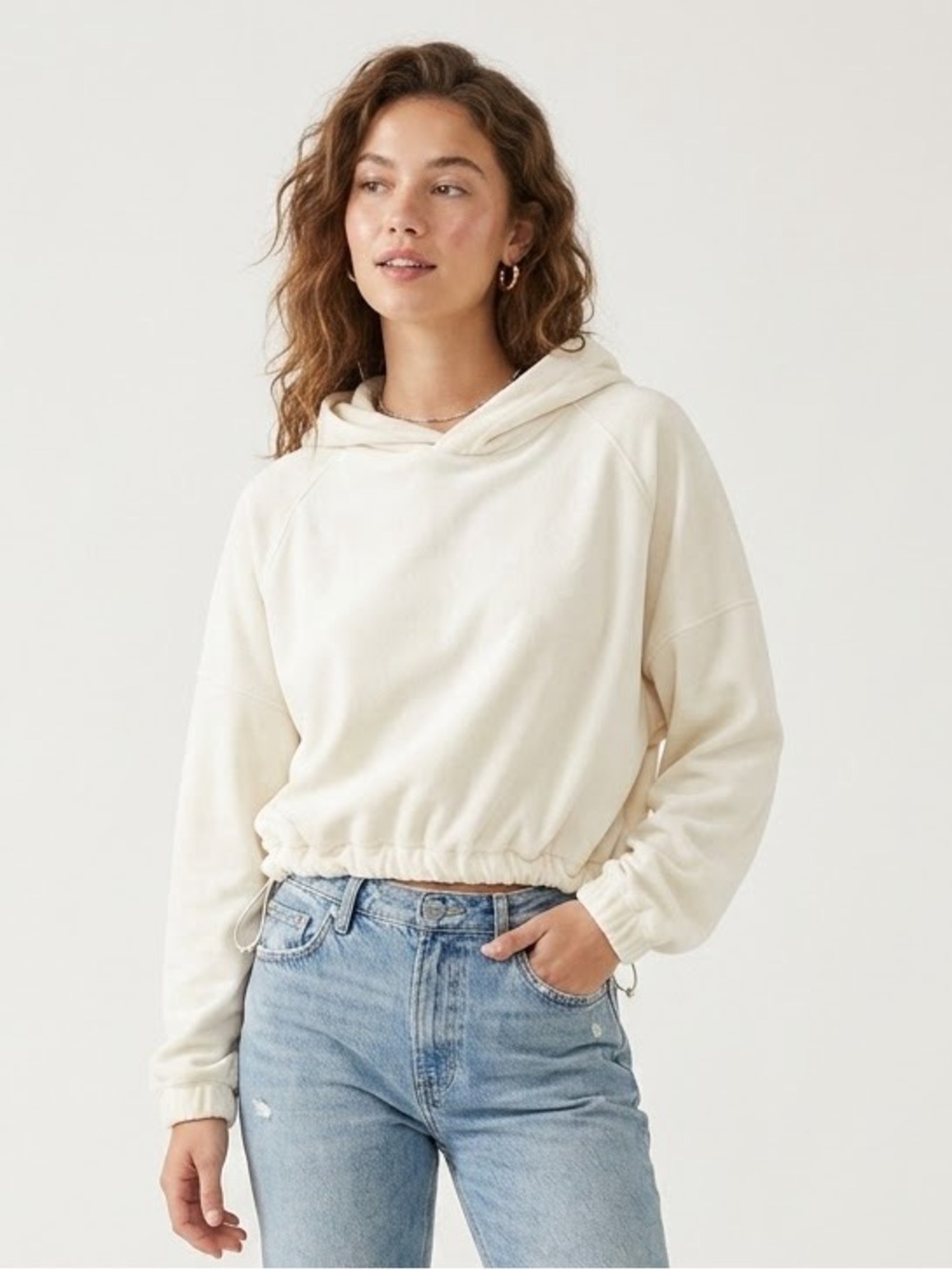 Urban Outfitters Standard Cloth Free Throw Cream Boxy Hoodie Size Small